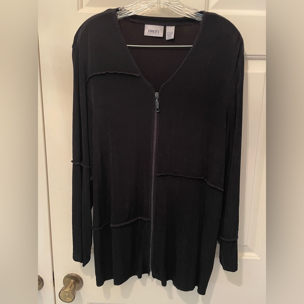 Black Long Sleeve Zip-Up Cardigan